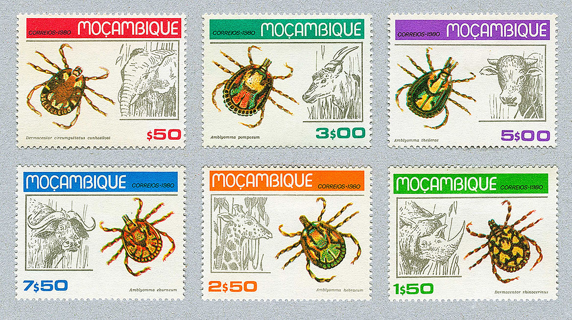 Zecken auf Briefmarken von Mozambique